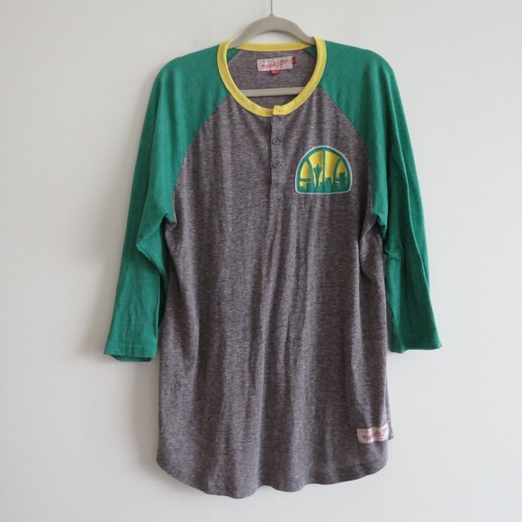 MITCHELL & NESS Seattle Supersonics Henley Basketball Top Sport - Size XL - Picture 2 of 15